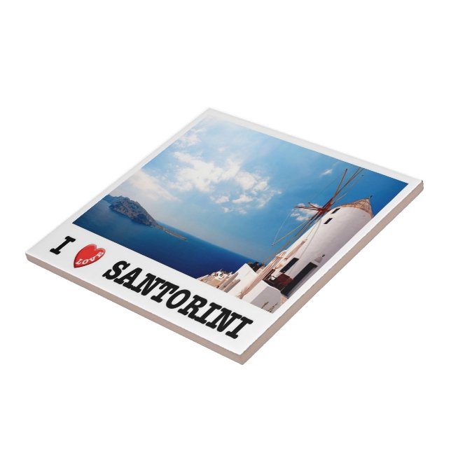zGR086  SANTORINI, I Love, Greece, Ceramic Tile (Side)