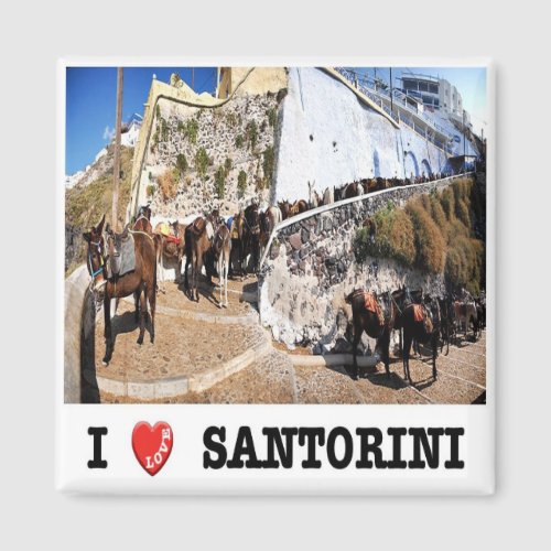 zGR087 SANTORINI I Love Greece Fridge Magnet