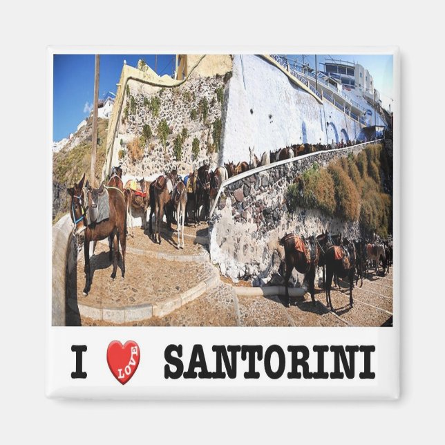 zGR087 SANTORINI I Love, Greece, Fridge Magnet (Front)