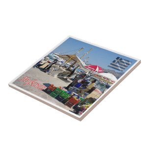 zGR102 MYKONOS, Port Market, Greece, Ceramic Tile
