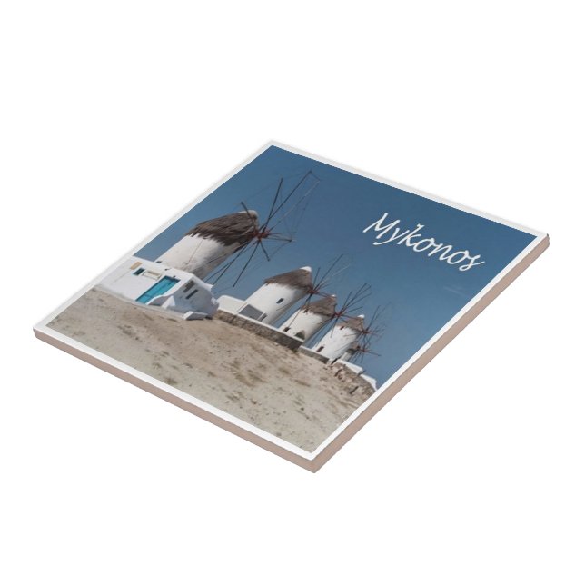zGR109 MYKONOS, Windmills, Greece, Ceramic Tile (Side)