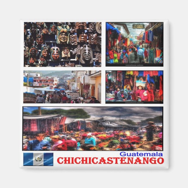 zGT003 CHICHICASTENANGO, Mosaic, Guatemala, Fridge Magnet (Front)