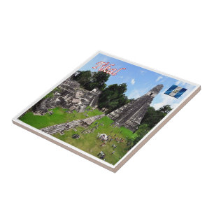zGT014 TIKAL MAYAN RUINS, Guatemala, Ceramic Tile