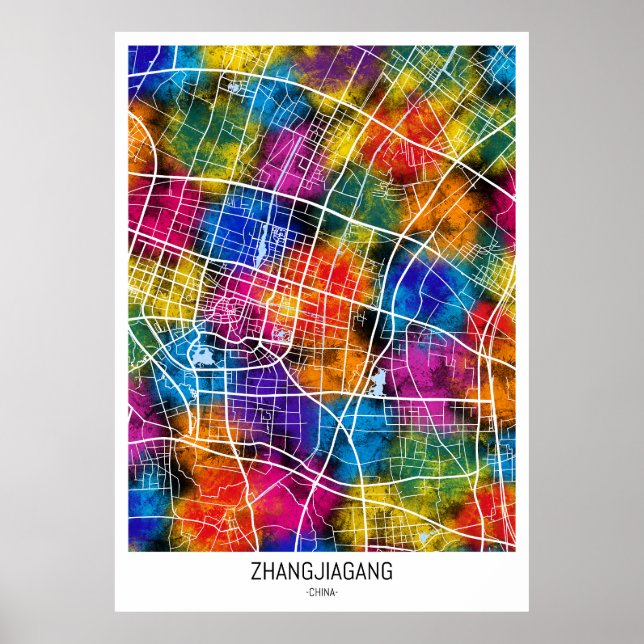 Zhangjiagang China City Map Poster (Front)