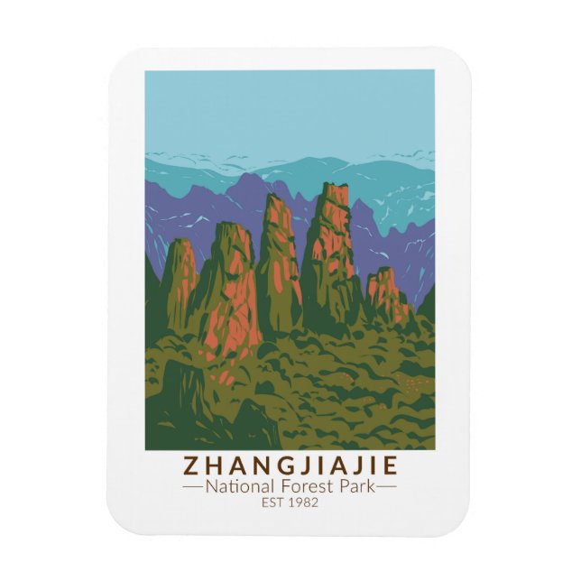 Zhangjiajie National Forest China Travel Art Retro Magnet (Vertical)