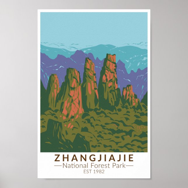 Zhangjiajie National Forest China Travel Art Retro Poster (Front)