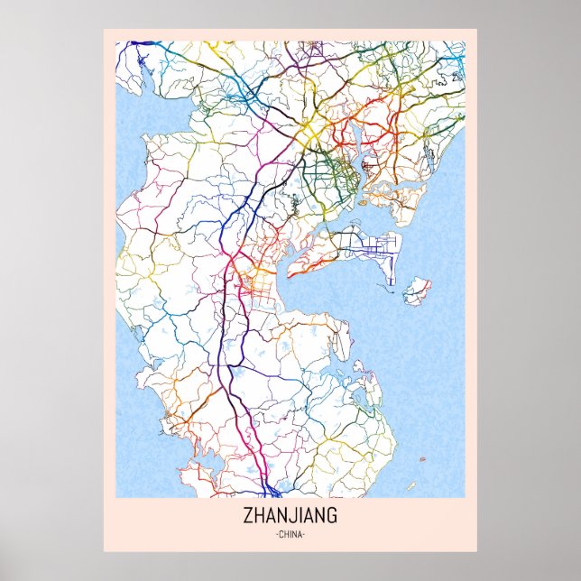 Zhanjiang China City Map Poster (Front)
