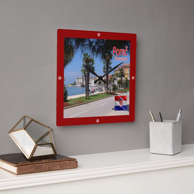 zHR010 POREC, Croatia, Square Wall Clock (Office)