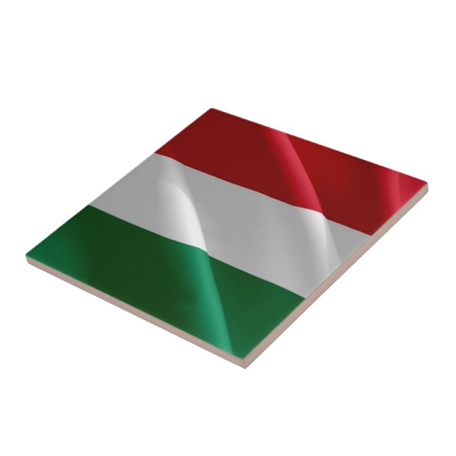 zHU002 HUNGARY, Hungarian Waving Flag, Ceramic Tile (Side)