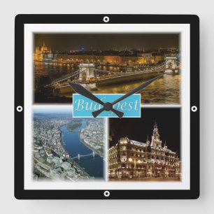 zHU003 BUDAPEST Hungary, Square Wall Clock