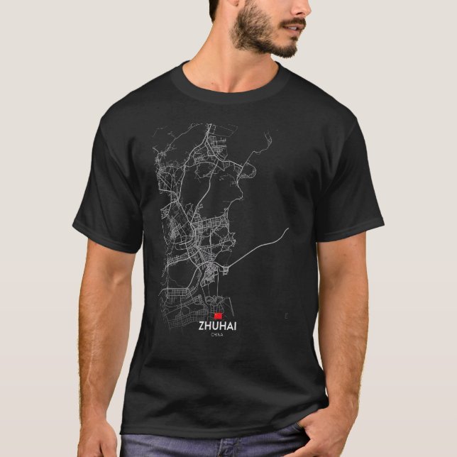 zhuhai china City map Travel souvenir hometown T-Shirt (Front)