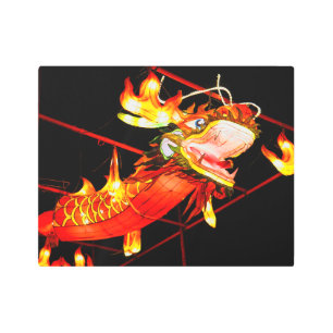 Zhulong Fire Dragon Metal Print