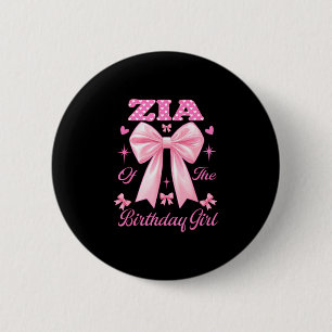 Zia birthday girl matching coquette pink bow  button