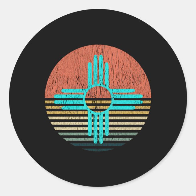 Zia For New Mexico Turquoise Zia Classic Round Sticker (Front)