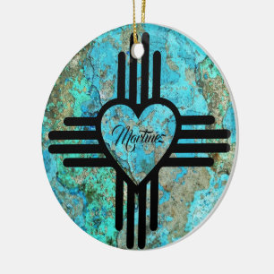 Zia Heart Custom Name Christmas Tree Ornament