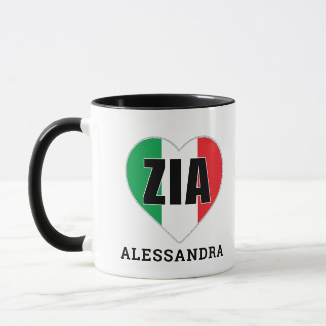ZIA personalized Italian Flag Heart Mug (Left)