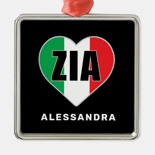 Zia Personalized Italian Flag Heart Ornament
