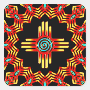 Zia Sonne - Zia Pueblo - New Mexico Square Sticker