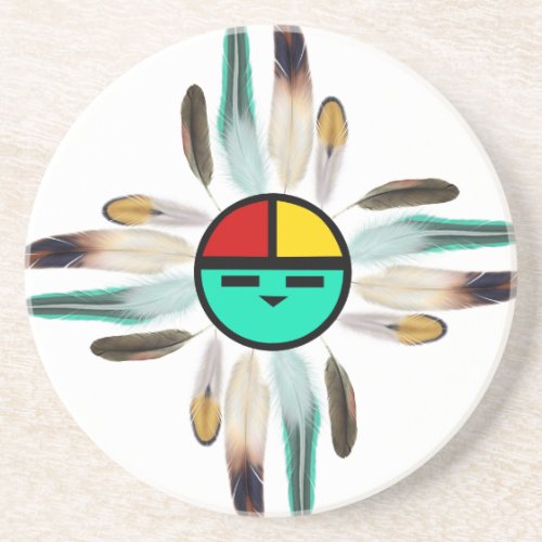 Zia Sun God with Feathers Coaster