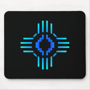 Zia Sun Sign Blue Mouse Pad