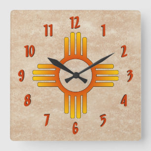 Zia (Sun) Square Wall Clock