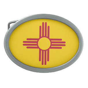 Zia Sun Symbol New Mexico Flag Belt Buckle