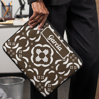 Zia Symbol and Feather Design Southwestern Laptop Sleeve