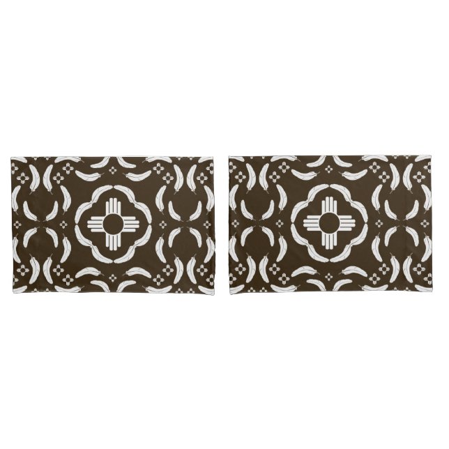 Zia Symbol and Feather Design Southwestern  Pillow Case (Front-Set)