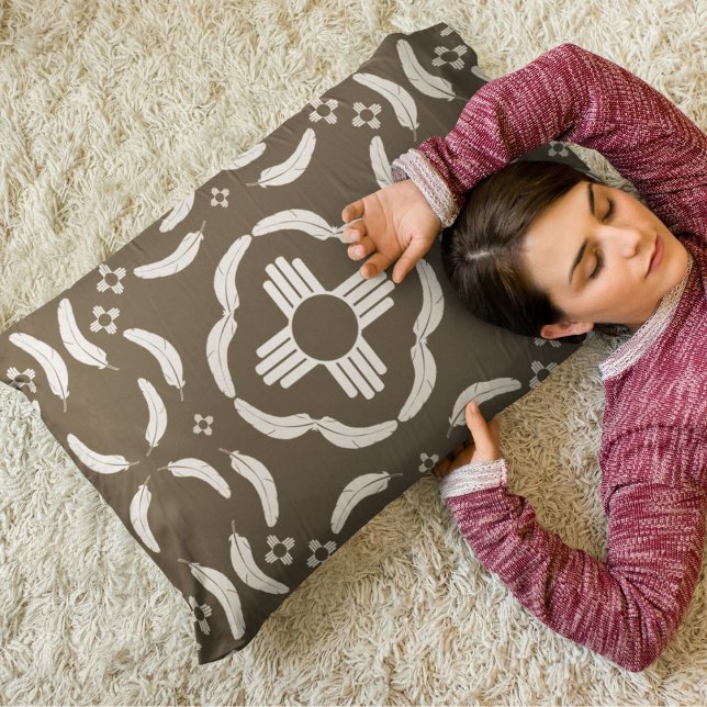 Zia Symbol and Feather Design Southwestern  Pillow Case (Creator Uploaded)