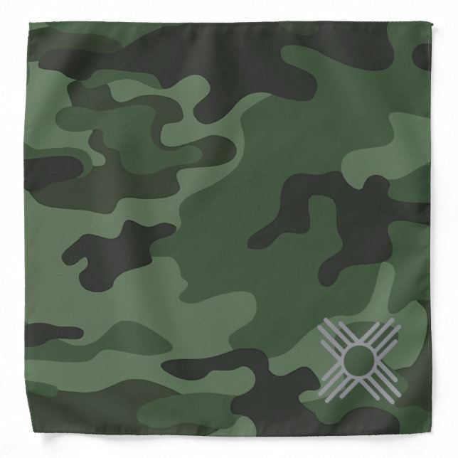 Zia Symbol Army Green Camouflage Bandana (Front)