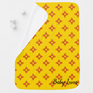 Zia Symbol Red and Yellow Custom Name Baby Blanket