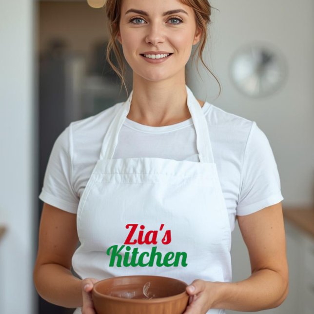 Zia's Apron (Zia's Kitchen custom white apron for Italian Aunt or Nonna)