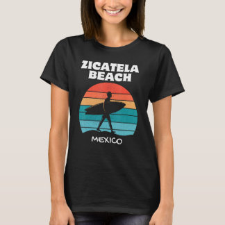 ZICATELA BEACH MEXICO Surf Retro Sunset Surfing T-Shirt