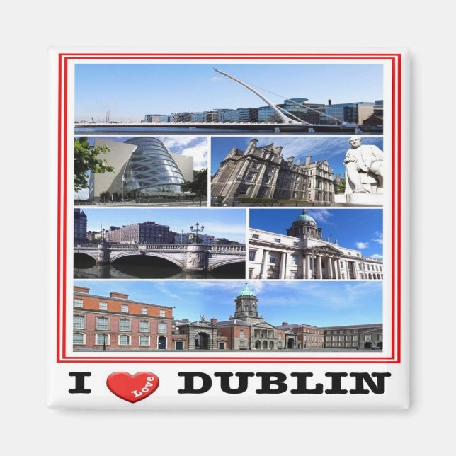 zIE009 DUBLIN I Love, Mosaic Ireland, Fridge Magnet (Front)
