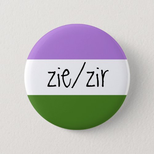 ziezir pronouns on genderqueer PRIDE flag Button
