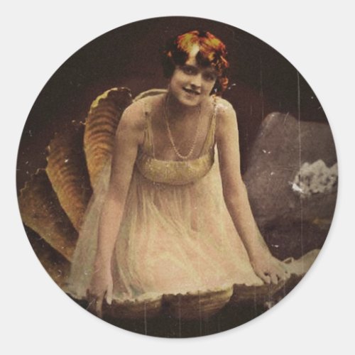 Ziegfeld Actress in a Seashell Classic Round Sticker