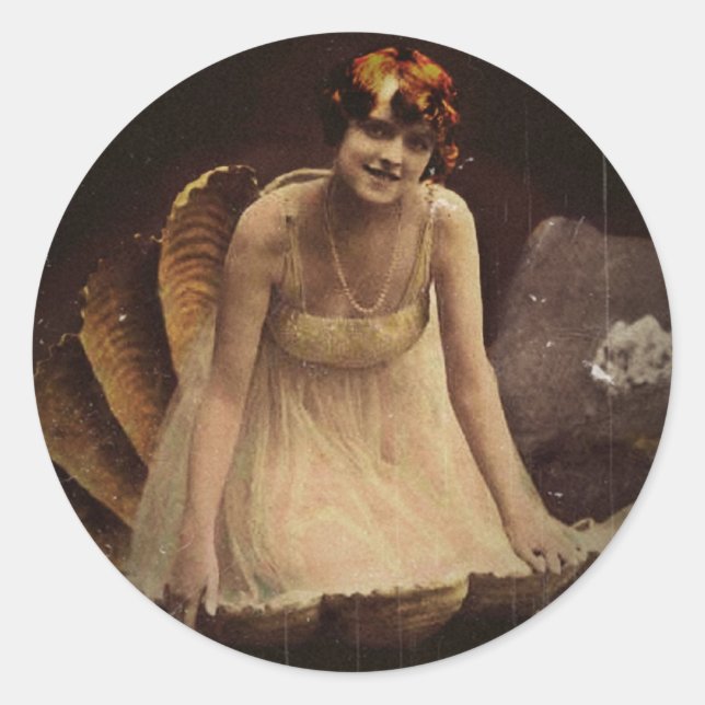 Ziegfeld Actress in a Seashell Classic Round Sticker (Front)