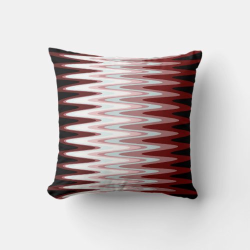 Zig Zag Black Red Gray Pattern Throw Pillow