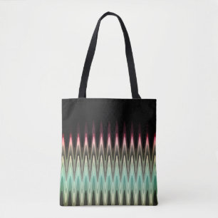 Zig Zag Black Red Teal Gray Pattern Tote Bag