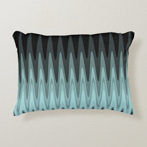 Zig Zag Black Teal Gray Pattern Accent Pillow