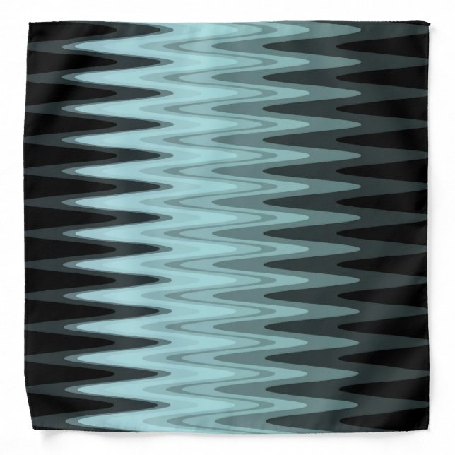 Zig Zag Black Teal Gray Pattern Bandana (Front)