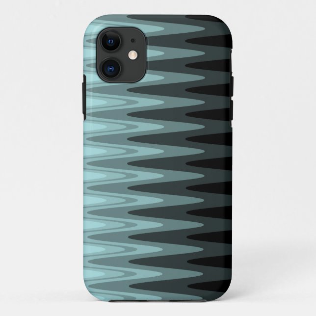 Zig Zag Black Teal Gray Pattern Case-Mate iPhone Case (Back)