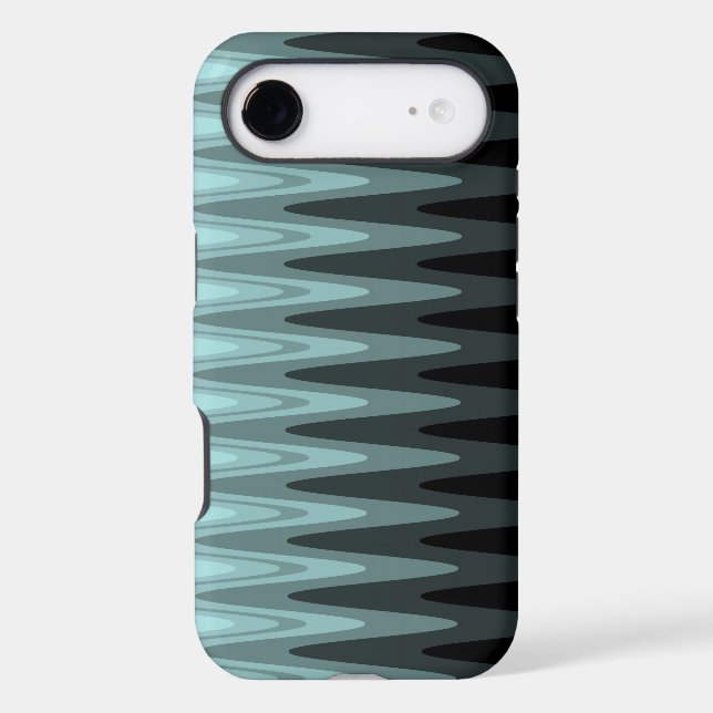 Zig Zag Black Teal Gray Pattern Case-Mate iPhone Case (Back)