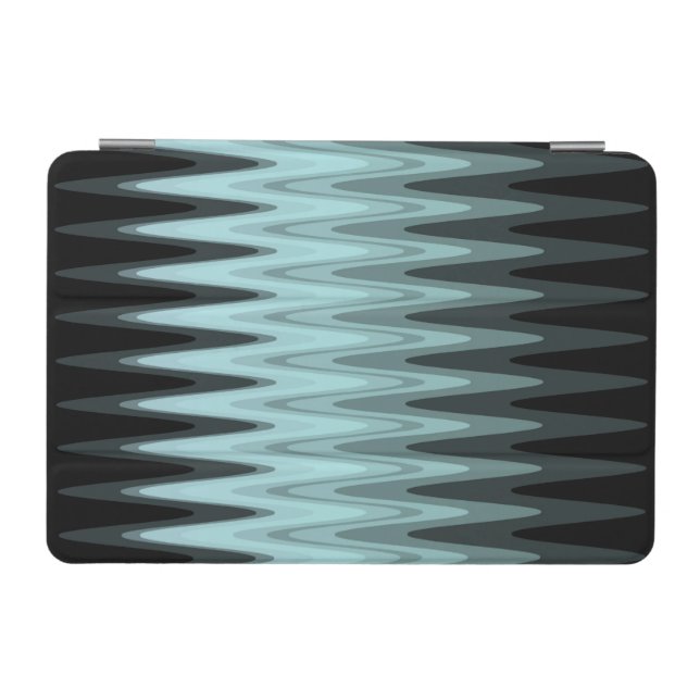 Zig Zag Black Teal Gray Pattern iPad Mini Cover (Horizontal)