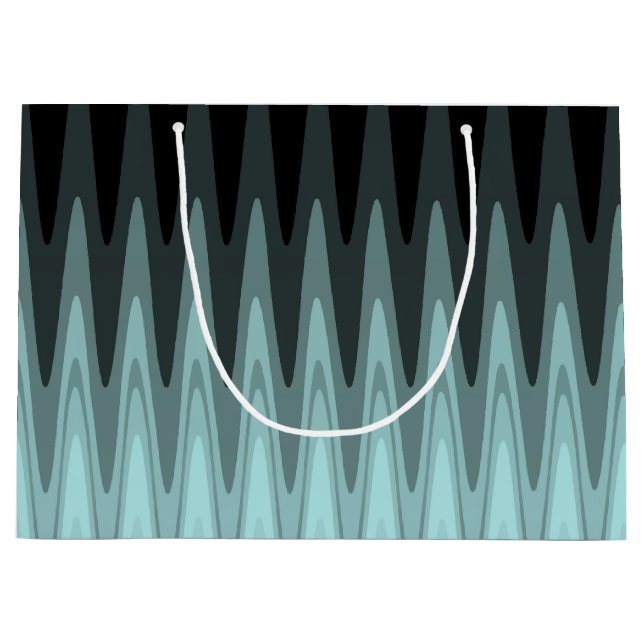Zig Zag Black Teal Gray Pattern Large Gift Bag (Front)