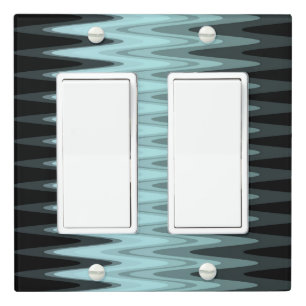 Zig Zag Black Teal Gray Pattern Light Switch Cover
