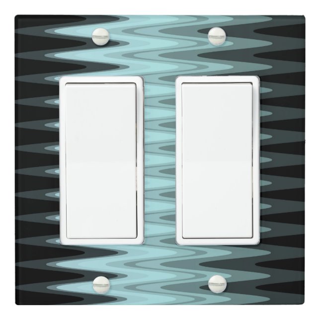 Zig Zag Black Teal Gray Pattern Light Switch Cover (In Situ)