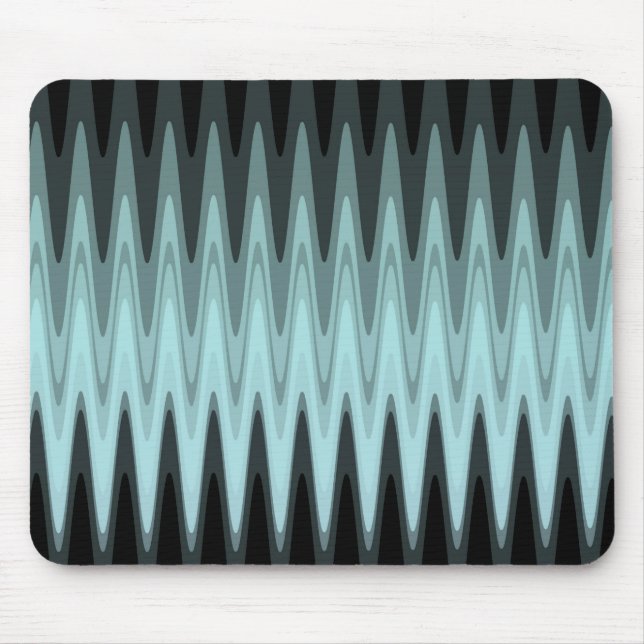 Zig Zag Black Teal Gray Pattern Mouse Pad (Front)