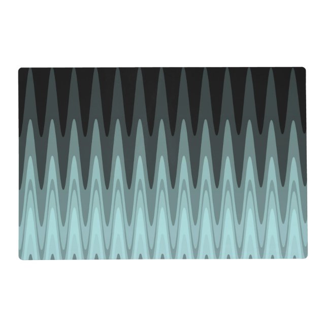 Zig Zag Black Teal Gray Pattern Placemat (Front)