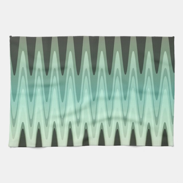 Zig Zag Black Teal Gray Pattern Towel (Horizontal)